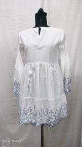 cotton blue embroidered dress