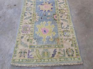 Woolen Multicolor Hand Knotted Oushak Rug