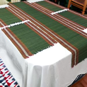 handmade natural korai grass emerald green table place mat runner set