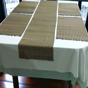 reversable natural korai grass beige embroidered table place mat