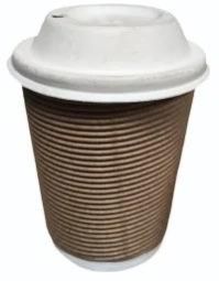 250ml 8oz Ripple Paper Cup with Bagasse Lid