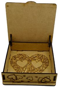 Heart Design Laser Cut MDF Wood Box