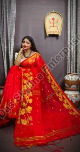 Ladies Red Handloom Saree