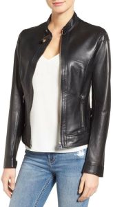 Womens Leather High Neck Jacket