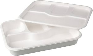4 Compartment Rectangular Bagasse Takeaway Tray