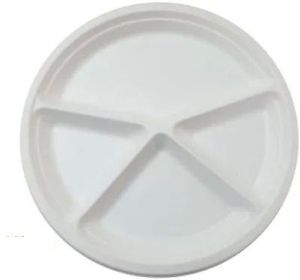 4 Compartment Round White Bagasse Plate