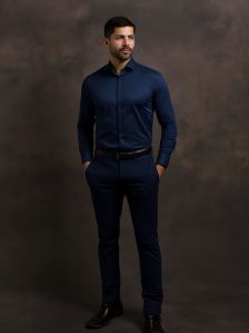 Premium Men\'s Plain Cotton Sateen Lycra Shirts For Party Wear & Formal Wear