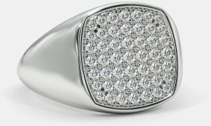 Mens Diamond Ring Silver with Natural Diamonds