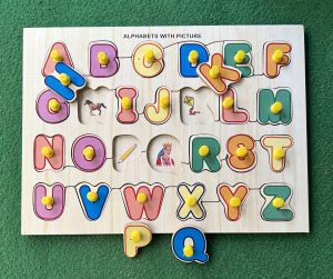 Wooden educational toy alphabet with picture