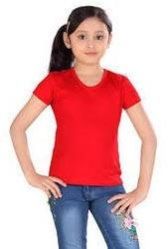 Girls Round Neck Red T-Shirt