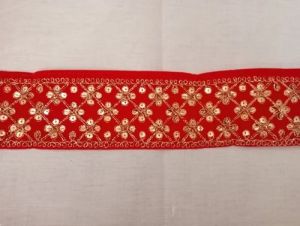 9 Meter Red Velvet Sequence Lace