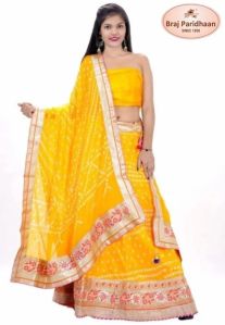 Braj Paridhaan Women Yellow Silk Lehenga Choli Set