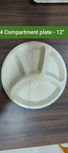 12 Inch 4 Partition Areca Leaf Plate