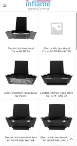 Curved glass chimney cooker hoods