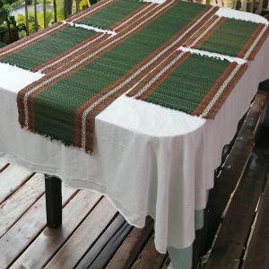 handmade organic korai grass embroidered table place mat runner set