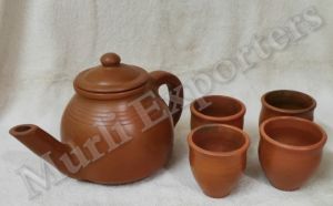 Brown Terracotta Clay Tea Set