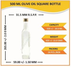 500ml Olive Oil Square Glass Bottle