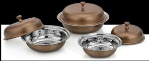 AG-2UDL-SH1 Stainless Steel Round Entree Dish With Lid