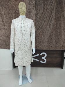 Less Than Three Unstitched Embroidered Ethnic Wear Sherwani Fabric