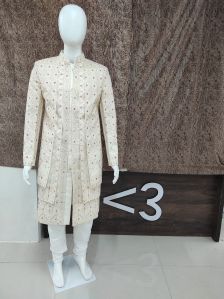 Less Than Three Unstitched Heavy Work Embroidered Jodhpuri Grooms Sherwani Fabric