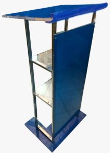 Stainless Steel and Laminated Wooden Podium Stand with two shelves (SP-543A)