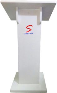 Stylish Milky White Wooden Podium Stand At Best Price (SP-542)