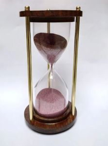 Wooden and Brass 5 Minutes Sand Timer Hour Glass Clock Home