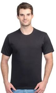 Mens Black Plain Round Neck T-Shirt