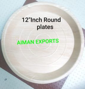 12 Inch Round Areca palm leaf plates