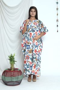 Jaipur Garments Zip Cotton Feeding Kaftan, Design : Floral