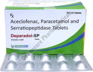 Aceclofenac Paracetamol Serratiopeptidase Tablet, Packaging Type : Strips