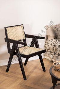 Solid Wood Rattan Arm Chair