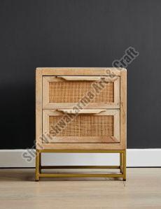 Wooden & Iron Webbed Side Table For Hotel, Home