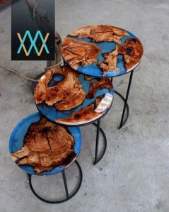 Ocean Blue Epoxy Coffee Table Set