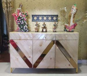 Pine Wood Storage Console Table