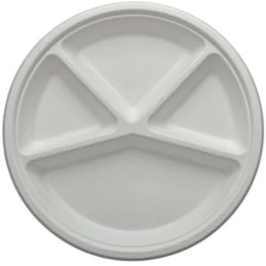 11 Inch 4 Compartment Sugarcane Bagasse Round Plate
