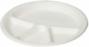 12 Inch 4 Compartment Round Sugarcane Bagasse Plate