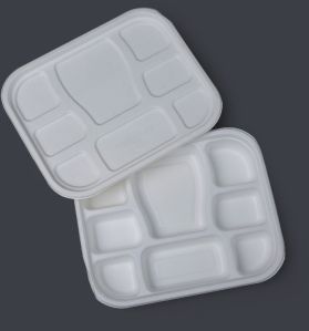 8 Compartment Bagasse Meal Tray With Lid