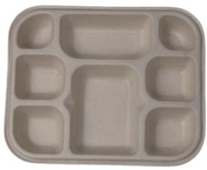 Sugarcane Bagasse 8 Compartment Brown Plate