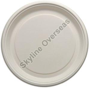 Plain 12 Inch Round Sugarcane Bagasse Plate, Color : White for Hotels