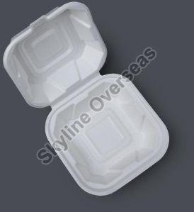 Plain Sugarcane Bagasse Burger Clamshell Box, Color : White