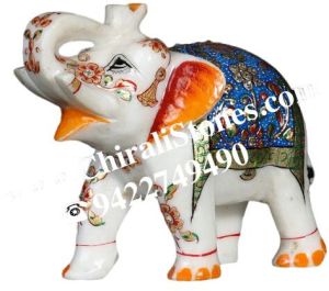 4 Inch Decorative White Stone Elephant