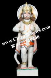 White Marble Hand Crafted Hanuman Ji Idol