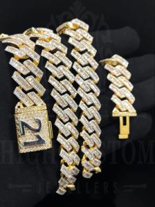 Mens Gold Plated Diamond Chain