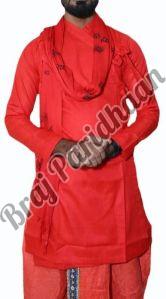 Braj Paridhaan Cotton Bagalbandi Red Kurta