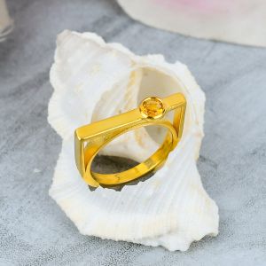 Designer Sterling Silver Citrine Gemstone Ring