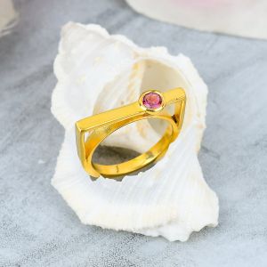Designer Sterling Silver Pink Tourmaline Gemstone Ring