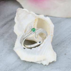 Emerald Gemstone Sterling Silver Wedding Ring