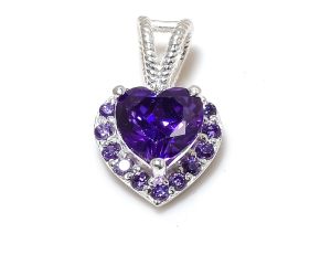 Heart Shape Sterling Silver Amethyst Gemstone Pendant