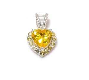 Heart Shape Sterling Silver Citrine Gemstone Pendant